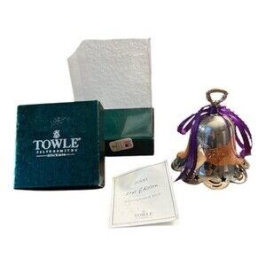 🌲 Towle Silversmiths 2000 Silver Plated Pierced Annual Christmas Bell With Box